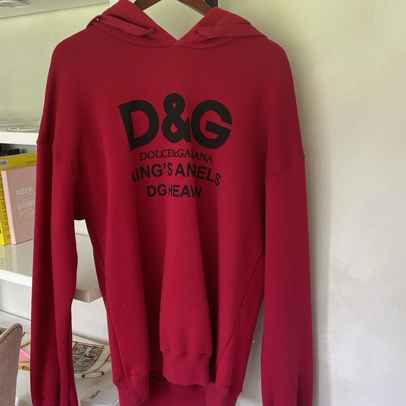 DOLCE & GABBANA D&G print jersey oversize hoodie in Dark Red SZ 46 - Picture 3 of 8